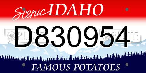 D830954 Idaho License Plate