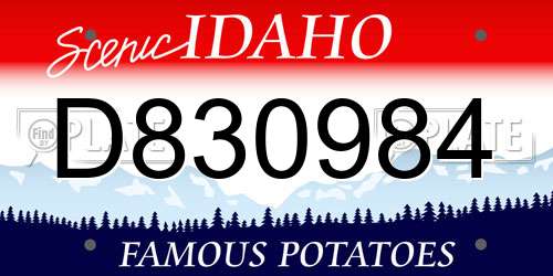 D830984 Idaho License Plate