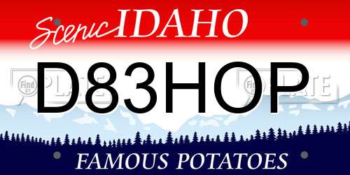 D83HOP Idaho License Plate