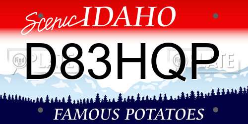 D83HQP Idaho License Plate