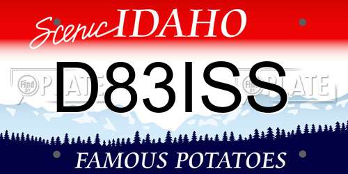 D83ISS Idaho License Plate
