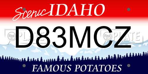 D83MCZ Idaho License Plate