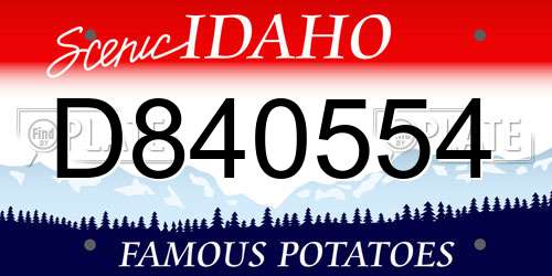 D840554 Idaho License Plate