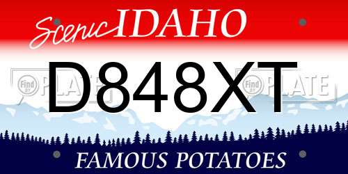D848XT Idaho License Plate