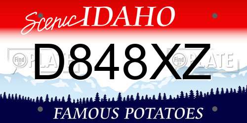 D848XZ Idaho License Plate