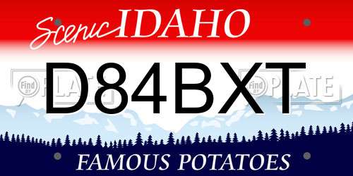 D84BXT Idaho License Plate