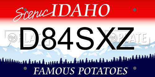 D84SXZ Idaho License Plate