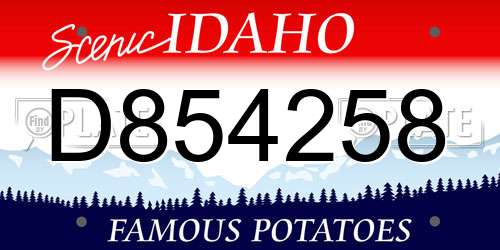 D854258 Idaho License Plate