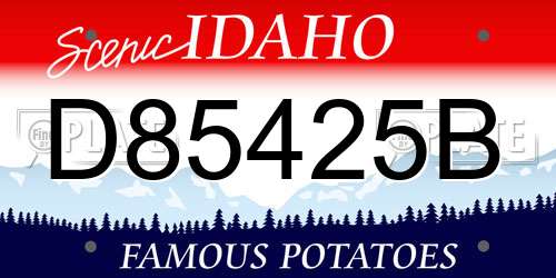 D85425B Idaho License Plate