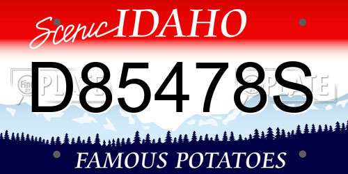D85478S Idaho License Plate