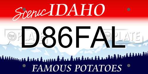 D86FAL Idaho License Plate