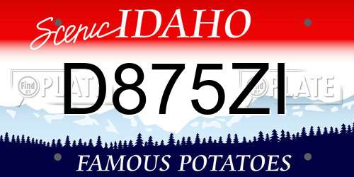 D875ZI Idaho License Plate