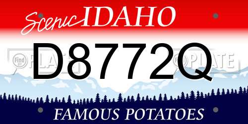 D8772Q Idaho License Plate