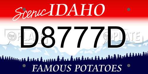 D8777D Idaho License Plate