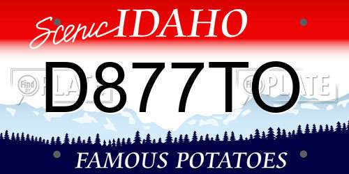 D877TO Idaho License Plate
