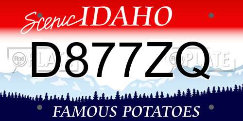 D877ZQ Idaho License Plate