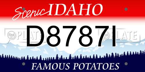 D8787I Idaho License Plate
