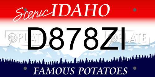 D878ZI Idaho License Plate