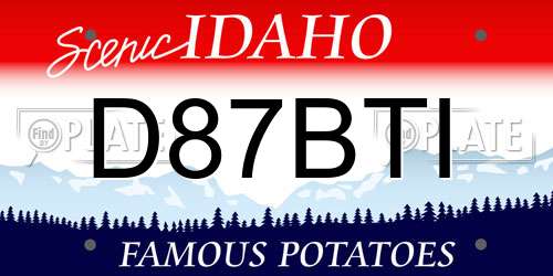 D87BTI Idaho License Plate