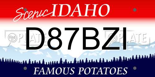 D87BZI Idaho License Plate