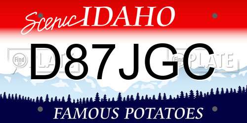 D87JGC Idaho License Plate