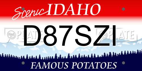 D87SZI Idaho License Plate
