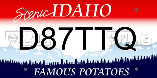D87TTQ Idaho License Plate