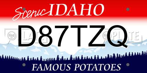 D87TZQ Idaho License Plate