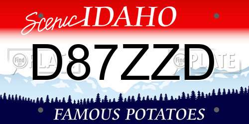 D87ZZD Idaho License Plate