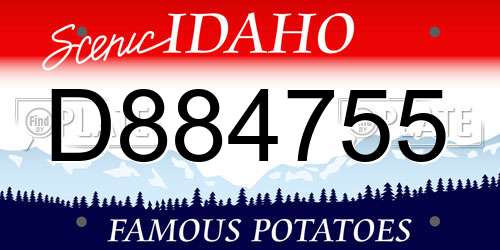 D884755 Idaho License Plate