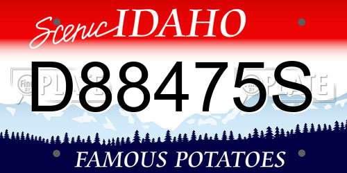 D88475S Idaho License Plate