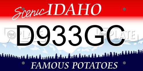D933GC Idaho License Plate