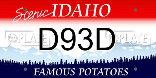 D93D Idaho License Plate