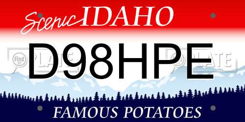 D98HPE Idaho License Plate