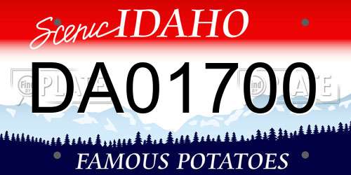 DA01700 Idaho License Plate