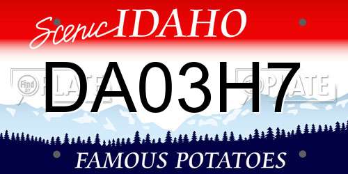 DA03H7 Idaho License Plate