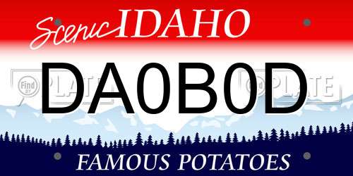 DA0B0D Idaho License Plate