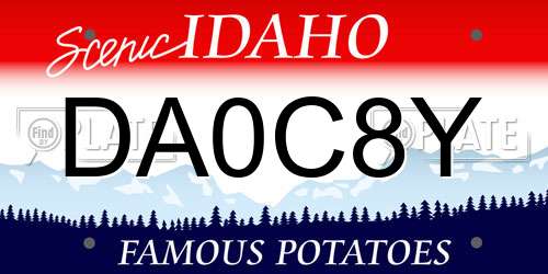 DA0C8Y Idaho License Plate