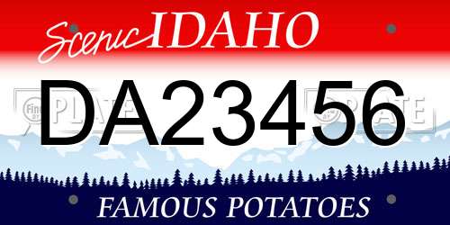 DA23456 Idaho License Plate