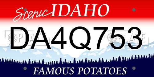 DA4Q753 Idaho License Plate
