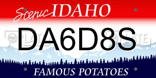 DA6D8S Idaho License Plate
