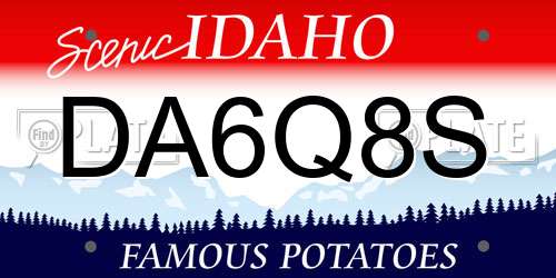 DA6Q8S Idaho License Plate