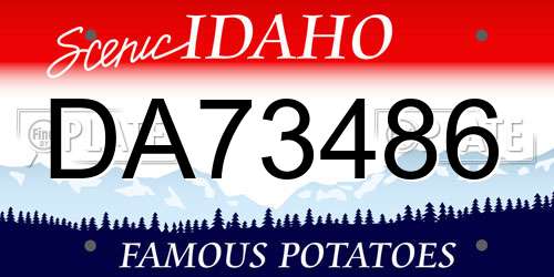 DA73486 Idaho License Plate