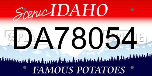 DA78054 Idaho License Plate