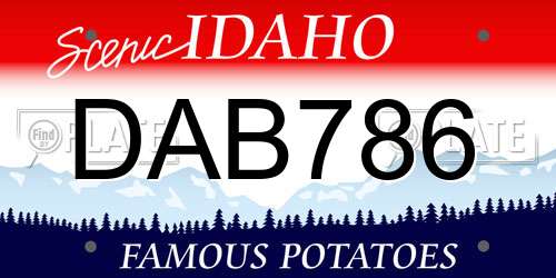 DAB786 Idaho License Plate