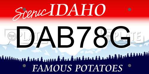 DAB78G Idaho License Plate