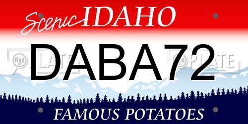 DABA72 Idaho License Plate
