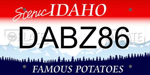 DABZ86 Idaho License Plate