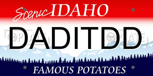 DADITDD Idaho License Plate