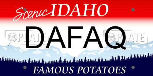 DAFAQ Idaho License Plate